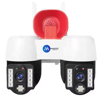 Maizic Smarthome 2in1 2K FHD Siren 1080p Resolution WIFI Wireless Outdoor Camera with Dual Lens | 360° View | Alarm | Motion Detection | Color Night Vision | IP66 Weatherproof | Two Way Audio Su