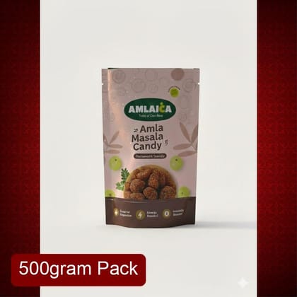Amlaica Amla Masala Candy (500g) | Tangy & Spicy Masala Coated Indian Gooseberry | Digestive Aid & Immunity Booster
