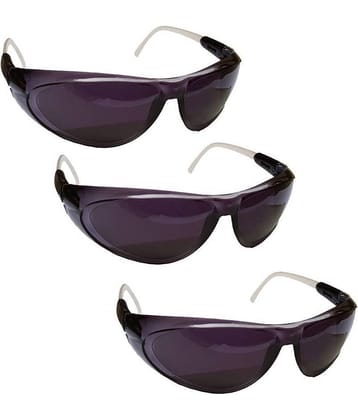 Sun100 Black Men's and Women's Safety Goggles (Pack of 3) Glasses for Biking, Ri Safety Goggles