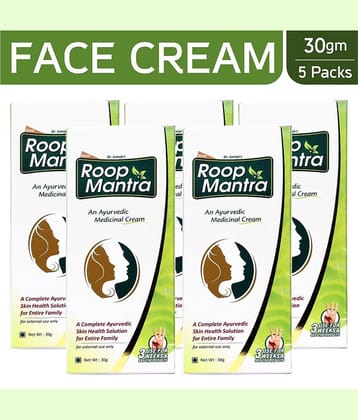 Roop Mantra Face Cream 30gm, Pack of 5 (Ayurvedic Cream for Men & Women, Helpful in Acne, Pimples, Boils, Skin Infections) - For All types of Skin