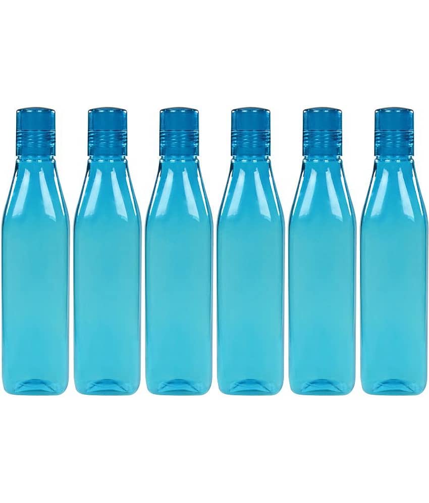 PearlPet Congo-1000ML-BLUE-6PCS Blue Plastic Water Bottle 1000 mL ( Set of 6 )