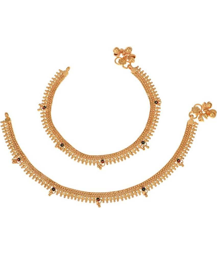 AanyaCentric - Gold Anklets ( Pack of 2 )
