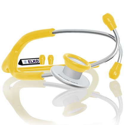ELKO DECI-TONE Aluminium Head Stethoscope-Yellow / Engraving (+Rs. 199)