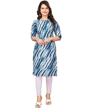 VACHHARAJ GROUP Crepe Printed Straight Women's Kurti - Blue ( Pack of 1 )