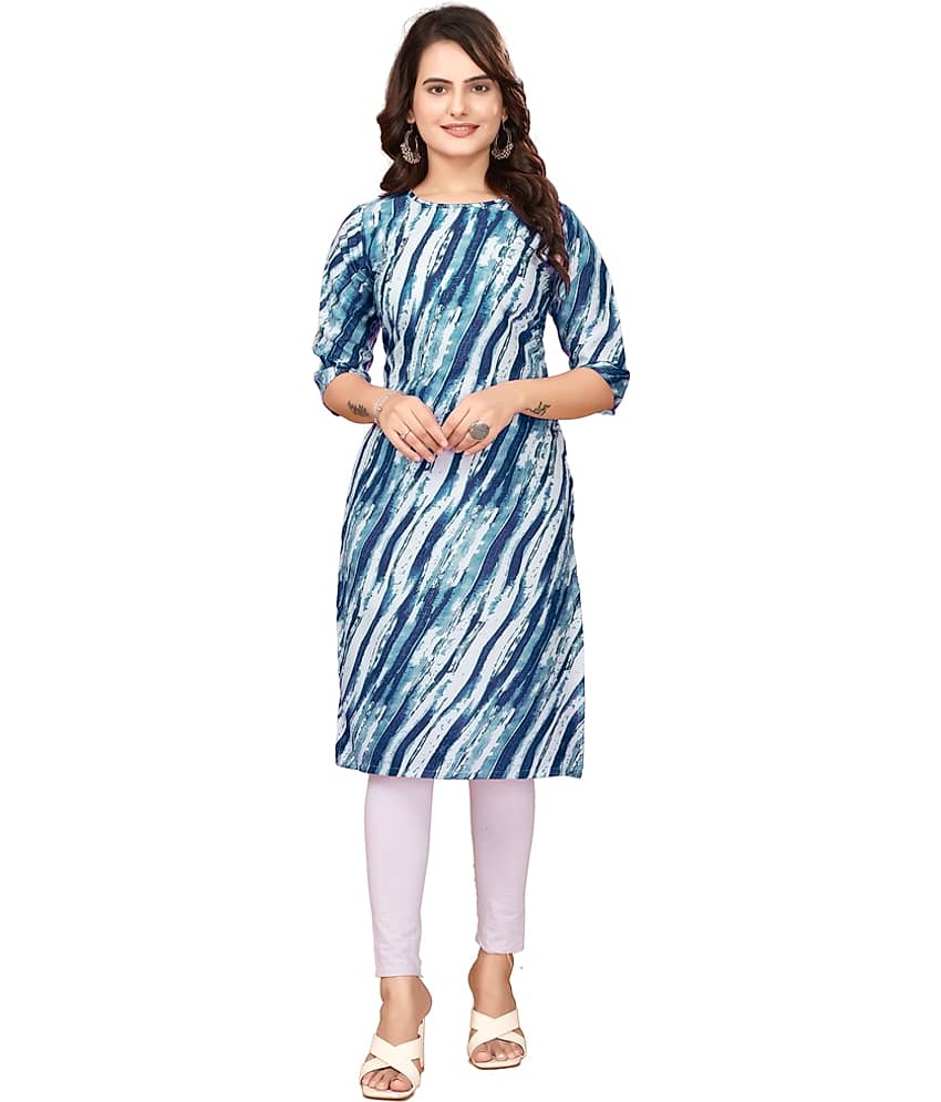 VACHHARAJ GROUP Crepe Printed Straight Women's Kurti - Blue ( Pack of 1 )