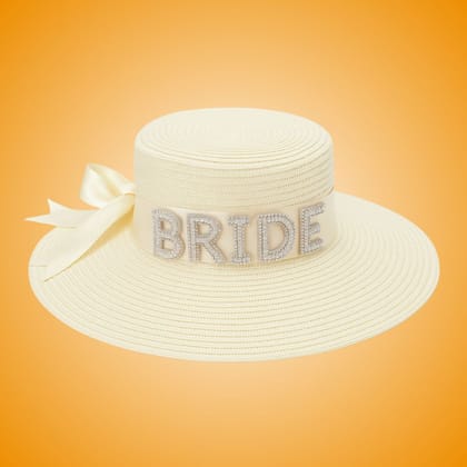 Beach Hat for Bride w/ Rhinestones for Bachelorette Party/ Beach Party - 1PC