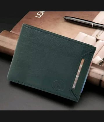 Classic World PU Printed Men's RFID Wallet With 10 Slots For Card ( Green , Pack of 1 )