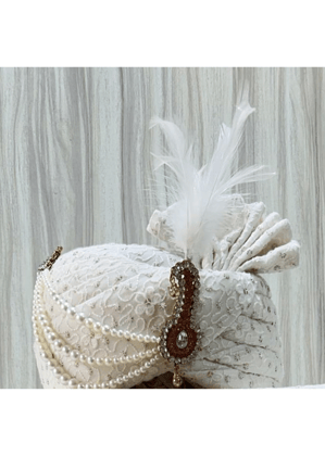 OFF WHITE FLORAL CHICKENKARI  SAFA