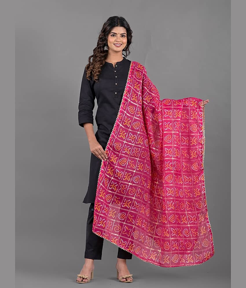 Apratim Pink Cotton Blend Women's Dupatta - ( Pack of 1 )