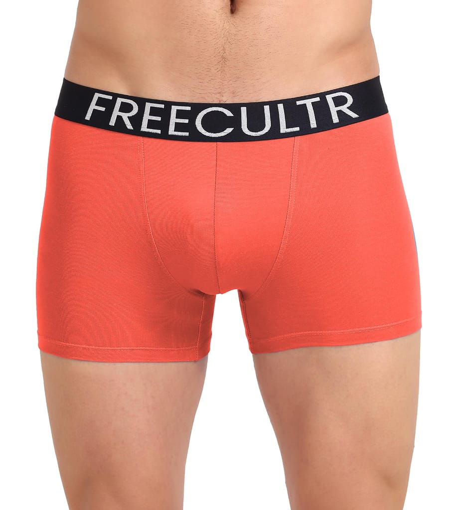 Freecultr Men's Underwear Organic Cotton (Ultrasoft Waistband) Premium Snug-Fit Trunk Pack of 1-Coral