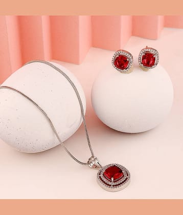 Bhagya Lakshmi Red Pendant set ( Pack of 1 )