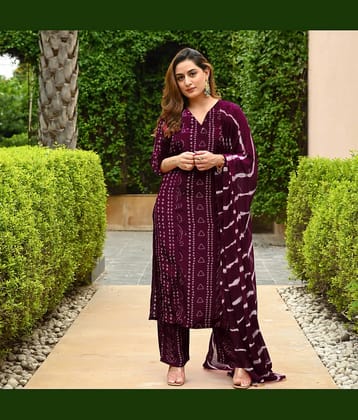anushansa Women Viscose Printed Straight Kurti With Pants ( Pink )
