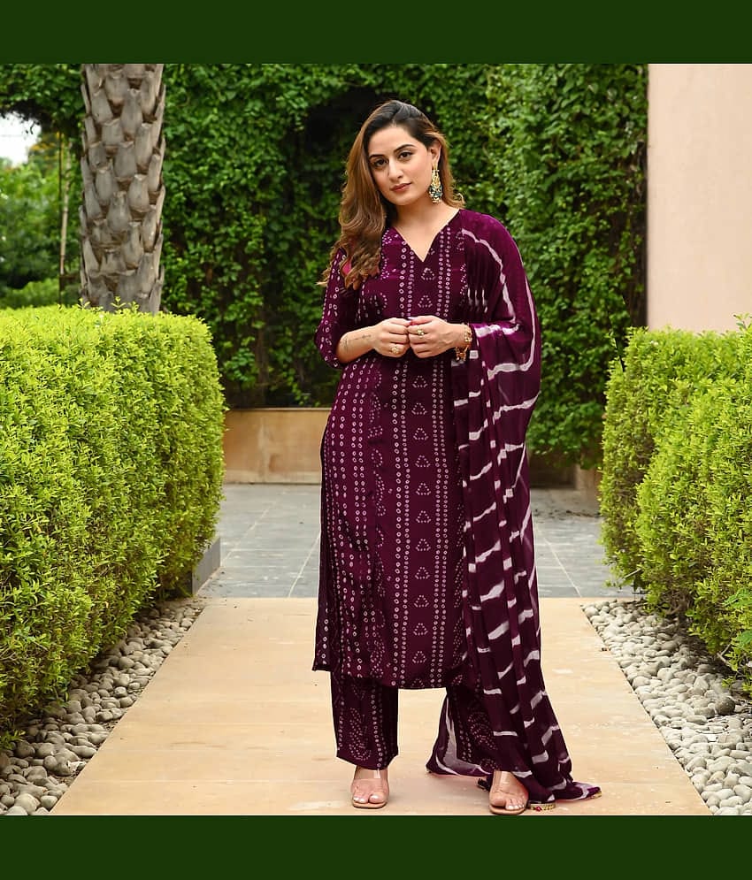 anushansa Women Viscose Printed Straight Kurti With Pants ( Pink )