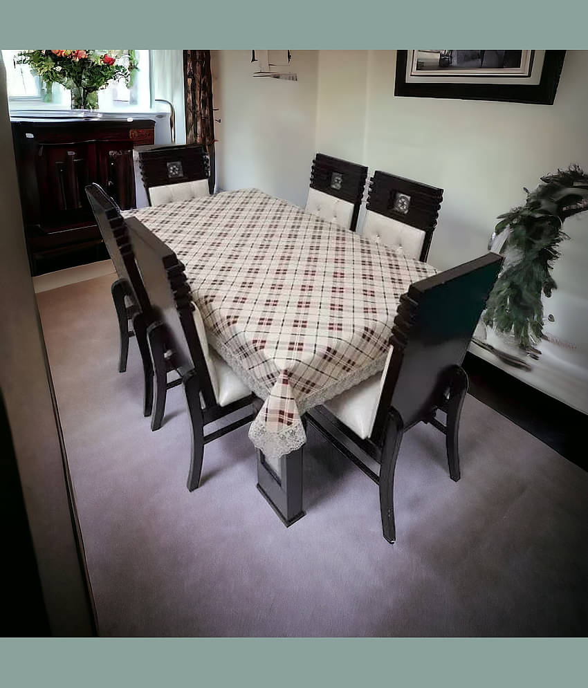 mopak decor Printed Polyester 4 Seater Square Table Cover ( 152 x 102 ) cm Pack of 1 Brown