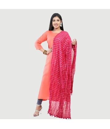 G4Girl - Fluorescent Orange Silk Women's Dupatta - ( Pack of 1 )