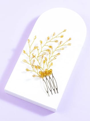 Gold-Toned Beaded Indo Western Tiara Comb Pin