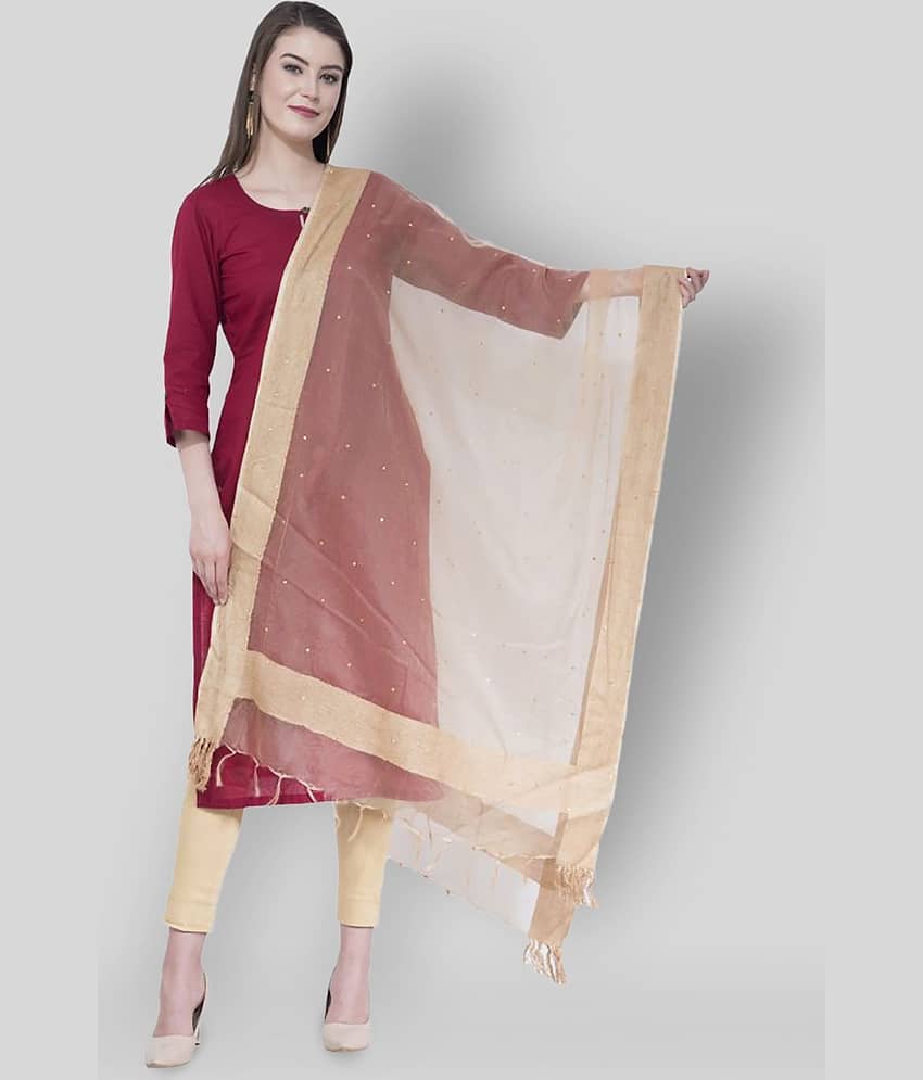 A R Silk Gold Organza Stone work Dupatta