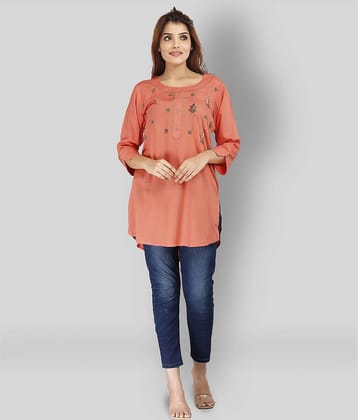 JC4U - Peach Rayon Women's Straight Kurti ( Pack of 1 )