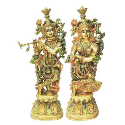 Brass Radha Krishna God Idol Statue � Traditional Temple Decor, Height : 36 Inch (BSMAS1815)