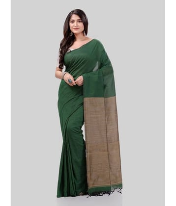 Desh Bidesh Cotton Woven Saree Without Blouse Piece ( Green )