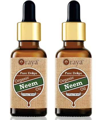 ORAYA 100% Pure & Organic Neem oil For Hair Growth- 60 ml Pack of 2