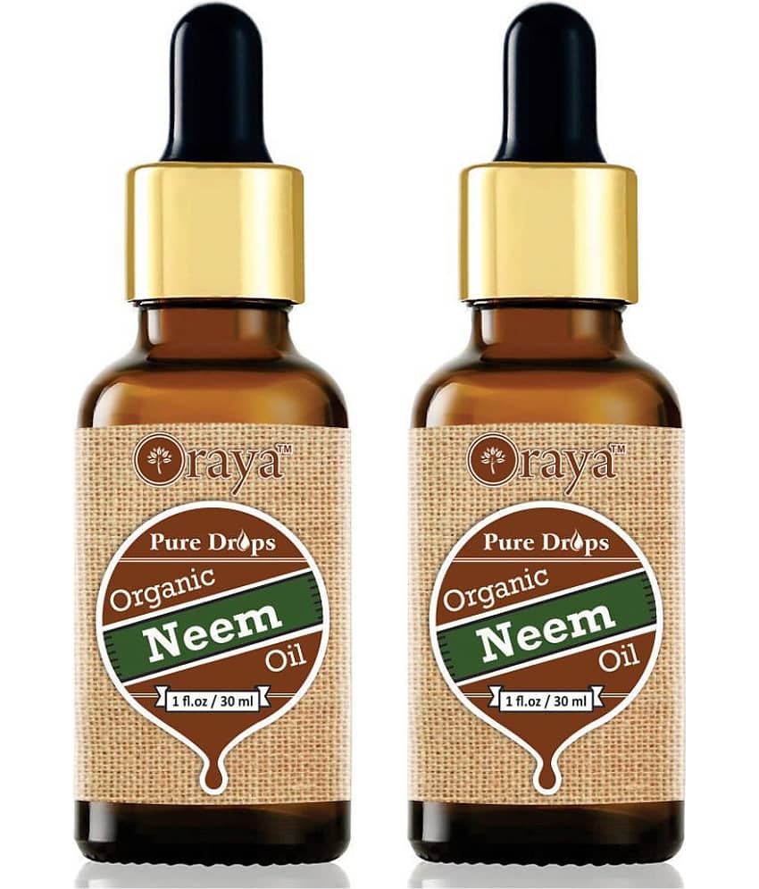 ORAYA 100% Pure & Organic Neem oil For Hair Growth- 60 ml Pack of 2