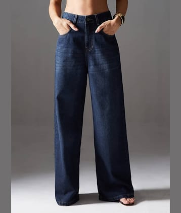 Miss Chase Women's Wide Leg High-Rise Jeans ( Blue )