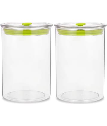 HomePro - Round Container | Airtight | Silicone Cap | Green | Plastic Utility Container Set of 2 - 900 ml