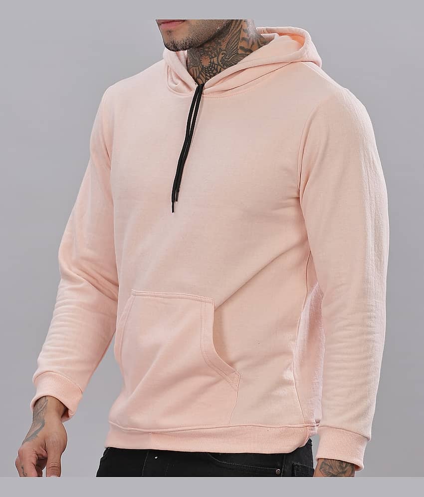 FABRIPPLE Fleece Hooded Men's Sweatshirt - Peach ( Pack of 1 )
