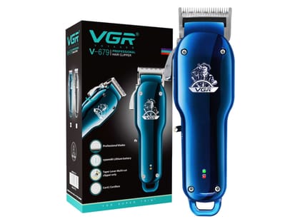 VGR V-679 Professional Salon Series Hair Clipper Trimmer 180 min Runtime 4 Length Settings (Blue)