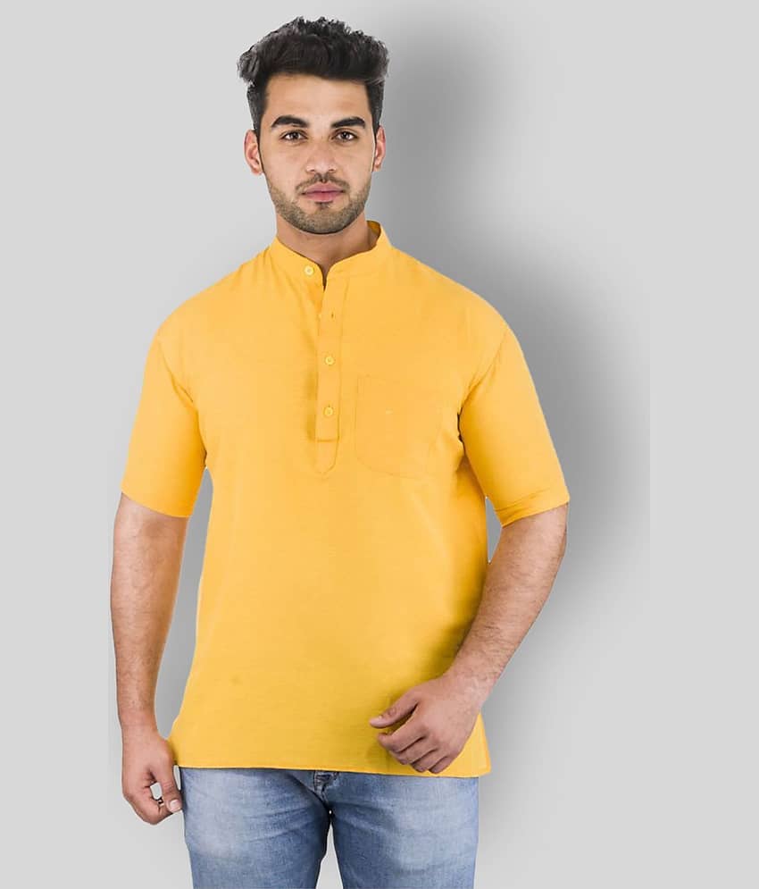 DESHBANDHU DBK - Mustard Cotton Men's Regular Kurta ( Pack of 1 )
