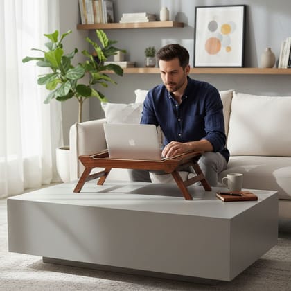 Indian Brown Wooden Laptop Stand | Wooden Serving Tray