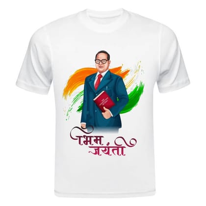 TERA MERA GIFT, Bhim Rao Ambedkar Jayanti Printed T-Shirt, Round Neck, White, Polyester D6