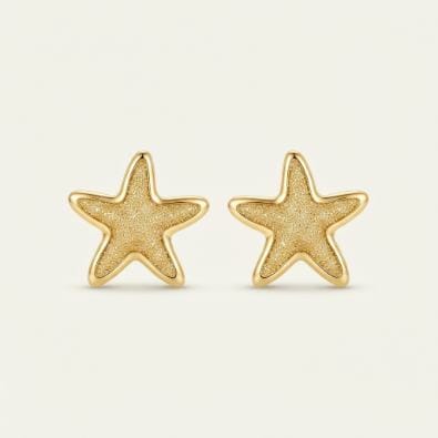 Gold Textured Starfish Studs | Gold-Tone Anti-Tarnish Imitation Jewellery - Earrings | Buy online on ZillyBuy