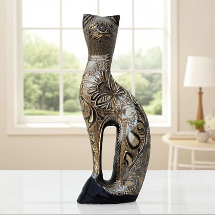 Brass Showpiece Cat Statue (ANMAS044 A)