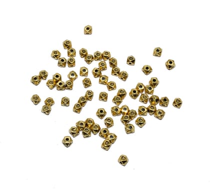 German Silver Metal Oxidize Golden Beads for Jewelry Making. , NGB-034-Per Packet of Approx 225 Pcs (50 Gram) / 4 MM