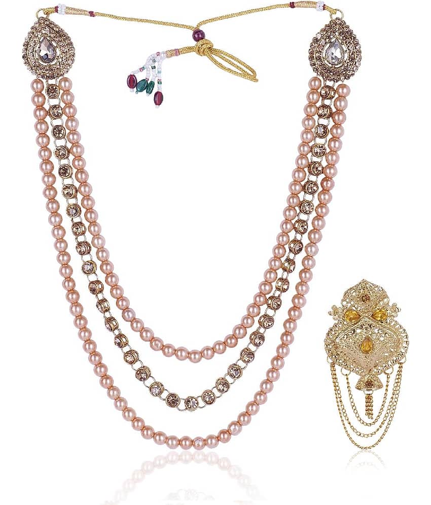 Dulha groom sherwani Necklace/Moti Mala for Men for wedding | Groom Mala and Brooch Set