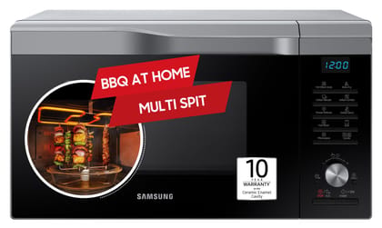 Samsung 28L Multi Spit, Convection Microwave Oven (MC28A6035QS/TL, Silver, Various Cooking Modes, Eco Mode, Hotblast, Crusty Plate, Wire Rack, Slim Fry, Ceramic Enamel Cavity with 10 year warranty) Samsung 28L Multi Spit, Convection Microwave Oven (MC28A
