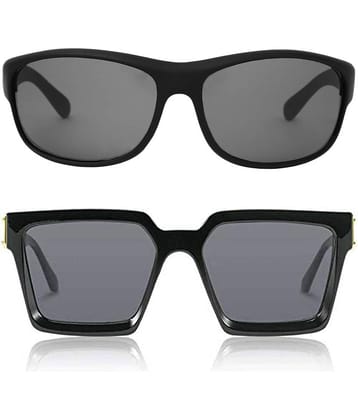 Kanny Devis - Black Wrap Around Sunglasses ( Pack of 2 )