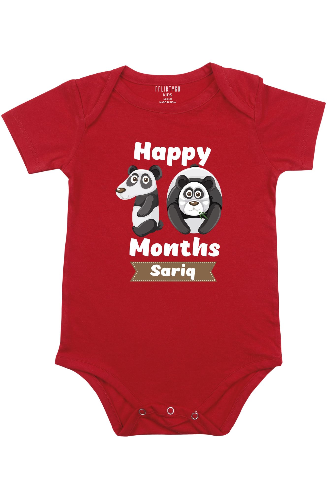 Ten Month Milestone Baby Romper | Onesies w/ Custom Name-Red / Baby Romper / 0-3 Months