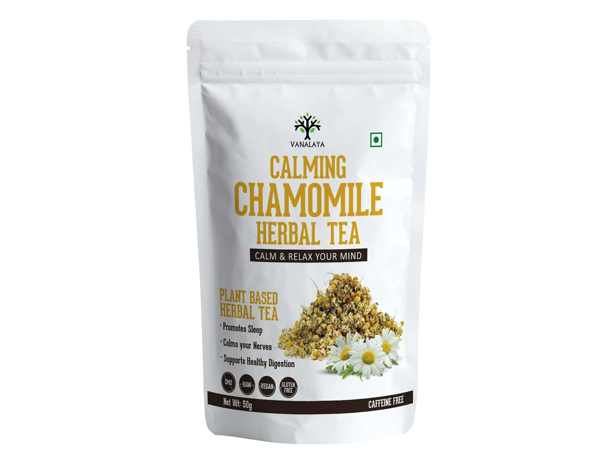 Calming Chamomile Herbal Tea From dried Chamomile Flowers for Sleep 50gm