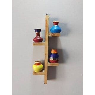 Onlinecrafts Wooden Wall Shelf Wooden Wall Shelf (Number Of Shelves - 4, Brown) Onlinecrafts Wooden Wall Shelf Wooden Wall Shelf (Number Of Shelves - 4, Brown)