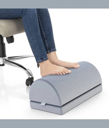 HOSPIKART Foot Rest Cushion for Office Desk with Dual Height for Support, High resilience Foam (Grey Cover) - Free Size