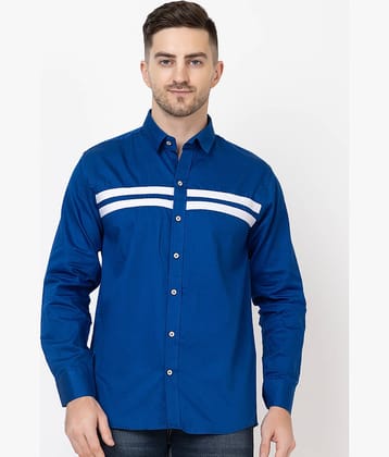 MODERNITY Cotton Blend Regular Fit Striped Full Sleeves Men's Casual Shirt - Blue ( Pack of 1 )