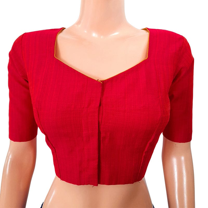 Semi Raw Silk Sweetheart neck Blouse with Triangular cut in the back & Lining,  Majentha, BS1127A-S