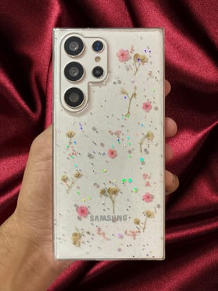 Real Cosmos Floral Glitter Cover-Samsung Galaxy S22