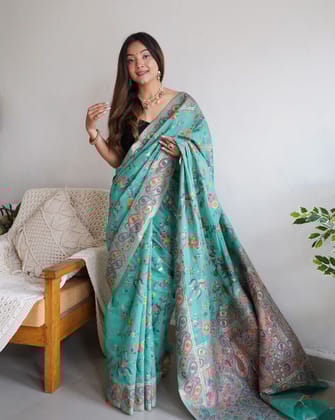 Kashmiri Pure Zari Weaving Saree for Indian Weddings