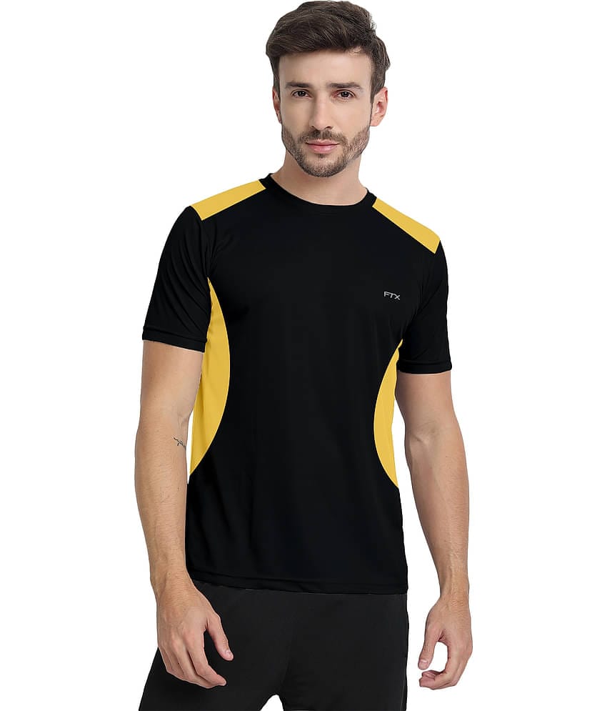 FTX Pack of 1 Polyester Regular Fit Men's T-Shirt ( Black )