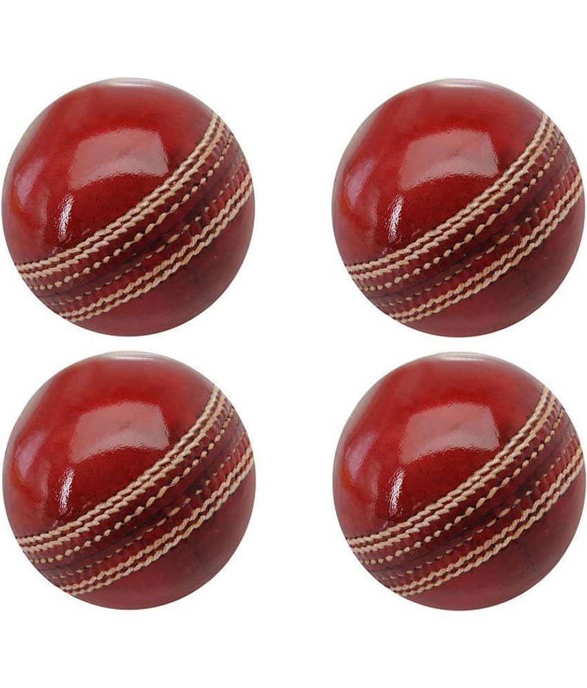EmmEmm Pack of 4 Pcs Gold Standard Leather Cricket Balls
