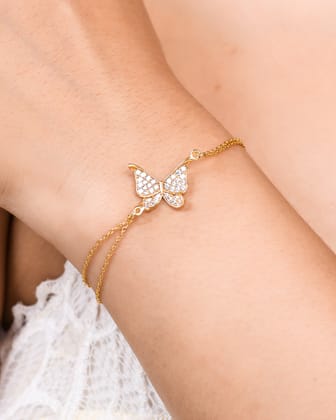 Large Butterfly Bracelet-18k Gold Plated / 5.5" + 1"